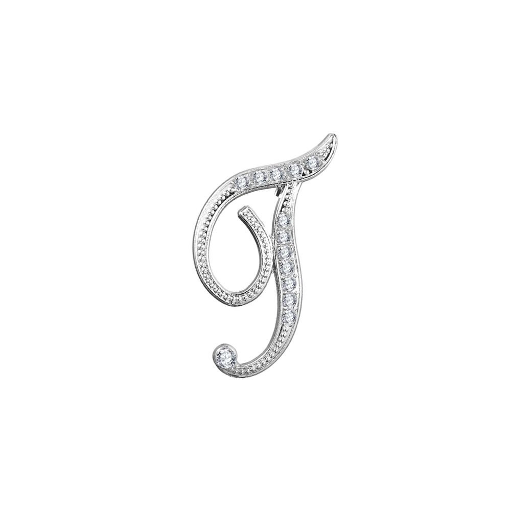 Suit Collar Accessories 26 English Letters Rhinestone Clip Initial Lapel Pin Crystal Letter Brooch