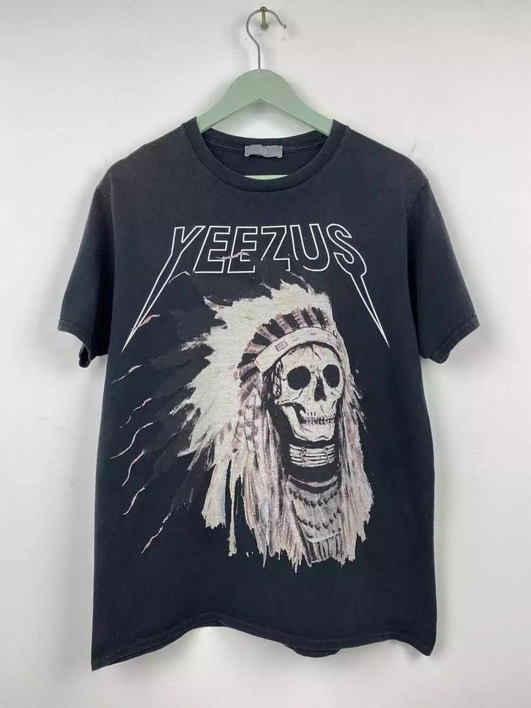 Канье Уэст Винтажная футболка 90-х Yeezus с принтом Черная Унисекс Футболка Репринт S-5XL Унисекс Футболка