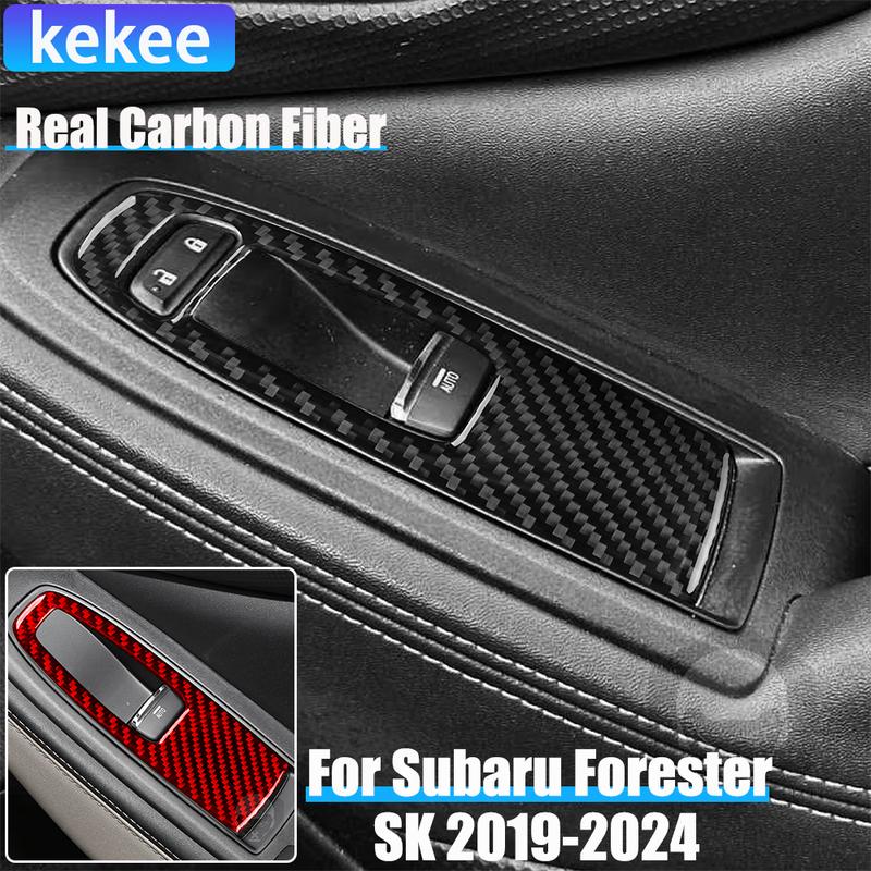 Real Carbon Fiber Car Accessories Window Lift Set Trim Cover Soft Sticker For Subaru Forester SK 2024