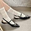 Мода Женская обувь 2024 Новые Слингбэки Женские Туфли-лодочки Ретро Платье Сандалии Женские Острый носок Бант Низкий каблук Ремешок с пряжкой Женская обувь