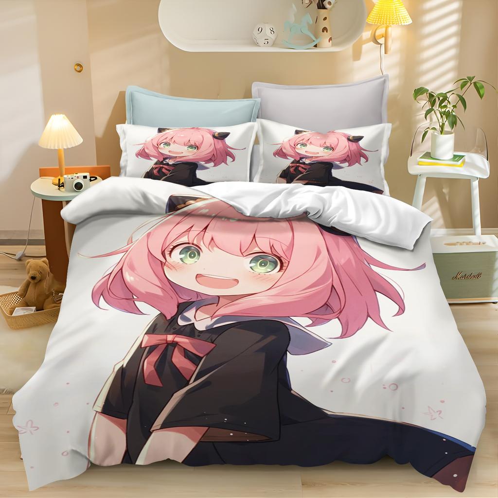 Мультяшная шпионская игра Пододеяльник Аня Покрывало Аниме Дети Милый Принт Комплект размера кинг Квин Твин Постельное белье