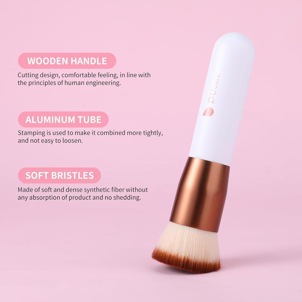 DUcare Foundation Brush 2pcs Flat Top Kabuki Self Tanner Brush Synthetic Makeup Brush Liquid Blending Mineral Powder Buffing Stippling Makeup Tools