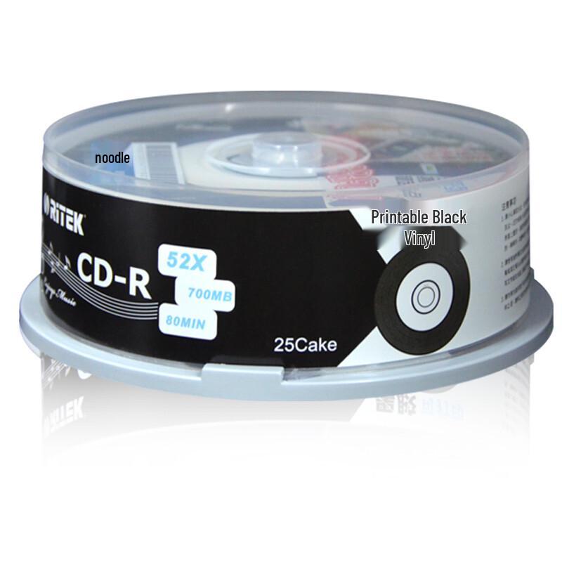 RITEK Черная серия Записываемый CD-R Диск, 700 МБ 52x