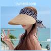Летняя соломенная шляпа с широкими полями и бантом для защиты от солнца на пляже
