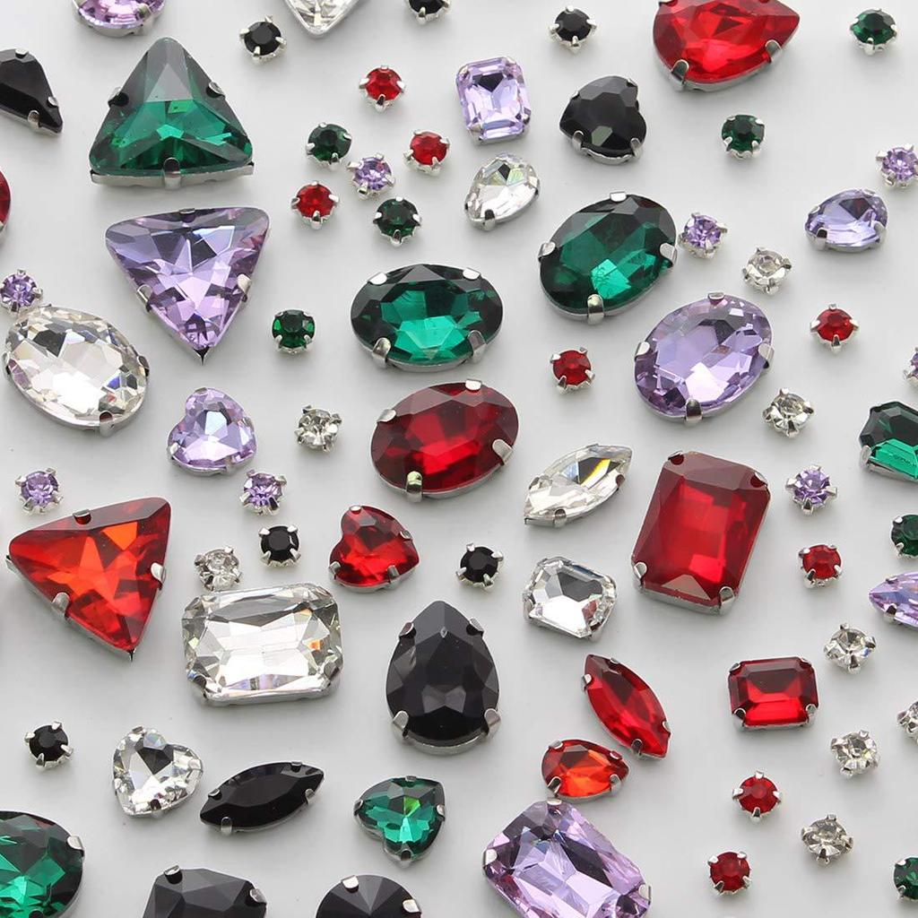 100 PCS Rhinestones Mixed Claw Drill Glass Crystal Sewing Drill DIY Clothing Accessories Wedding Accessories Rhinestone Sew On Beads