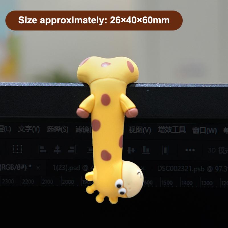 Kawaii Rubber Giraffe Ornament Groove Cartoon Giraffe Figurines Pasted Giraffe Model Computer