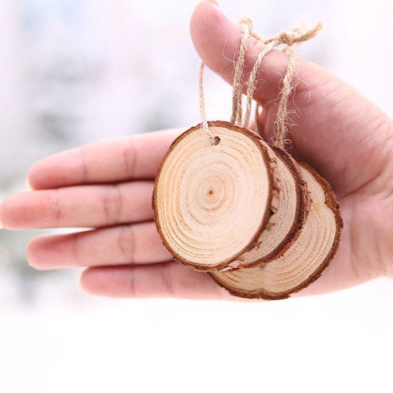 10 Natural X Wood Slice Christmas Tree Ornament Hanging Decor Diy Craft Tag Gift
