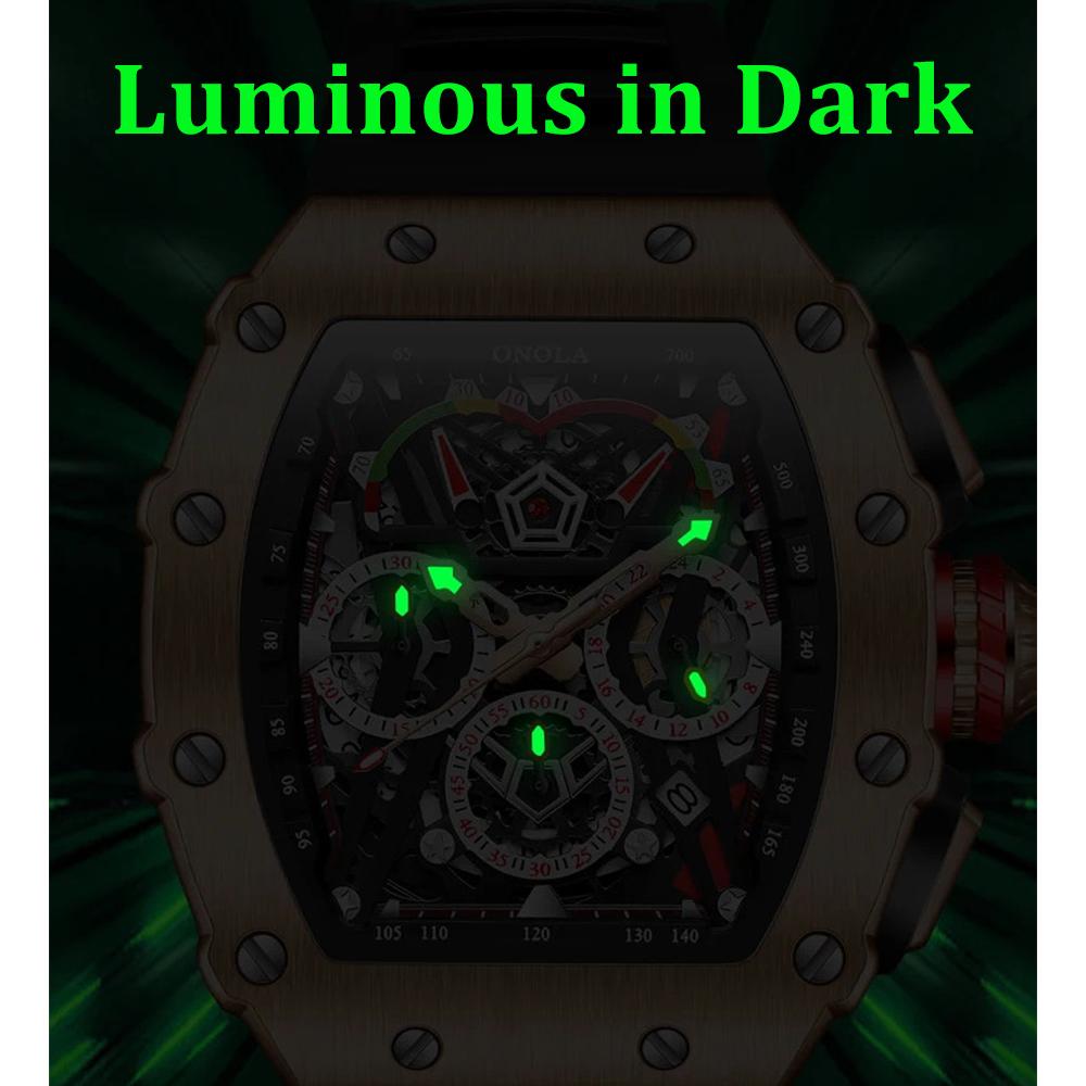 Кварцевые мужские часы с циферблатом-бочкой из нержавеющей стали, спортивные наручные часы с силиконовым ремешком, водонепроницаемые часы-хронограф