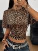 1K subculture cartoon girl star print short top women's street style tight-fitting off-the-button short-sleeved bottoming shirt