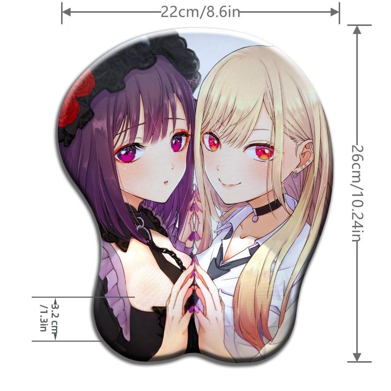 Japanese Anime marin Two lovely girls Oppai 3D Silicone Wrist Rest Mouse Pad Kawaii boob Desk Pad Suitable for Gaming Ergonomic