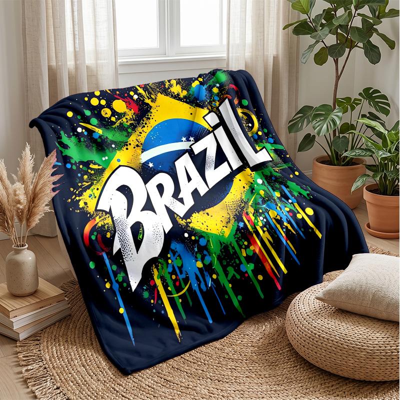 Brazil national football team Theme blanket Soft Flannel Blanket Plush Throw Blanket Cozy Sofa Bed Blanket for Home Decor