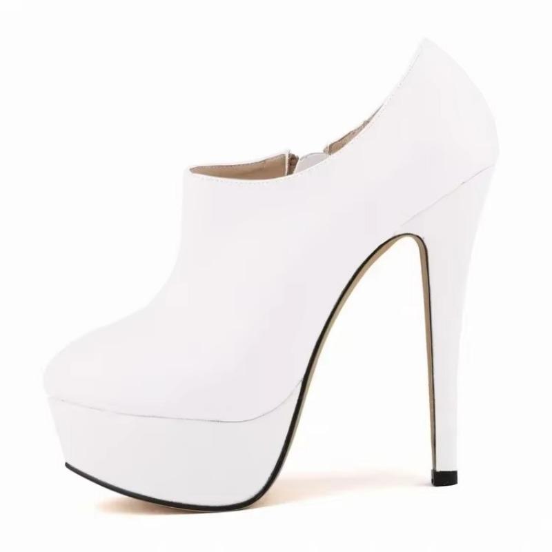 Women Boots Sexy Stilettos Fashion Autumn Winter 14cm Round Toes High Heels Ladies Casual Platform Pumps Leather Party Shoes