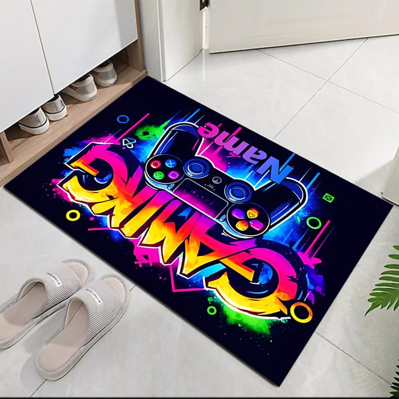 Custom Name Game Controller Printed Carpet, for Office Chair Living Room Bedroom Kitchen Room Decor Gifts.
