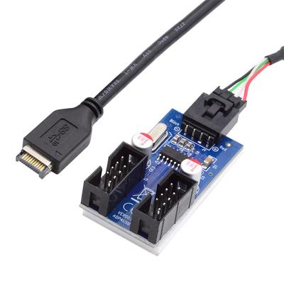Cablecc USB Type E Разъем на передней панели, штекер, для хоста к материнской плате USB с защелкой, концентратор 1-в-2, кабель устройства 3.1 2.0, 4-контактный, 9-контактный
