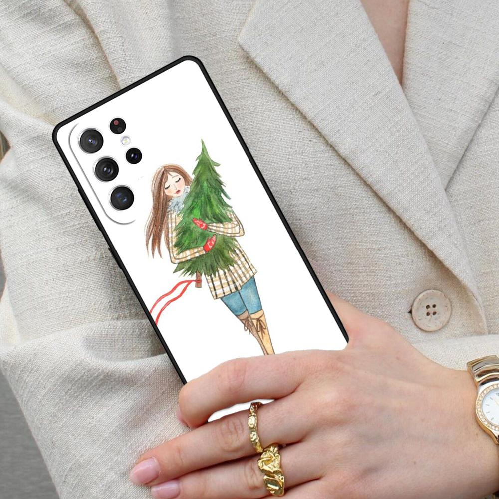 Рождественская Девочка Елка Подарок Чехол для Телефона Samsung Galaxy S26 Ultra S25 S24 S23 S22 S21 S20 Note10