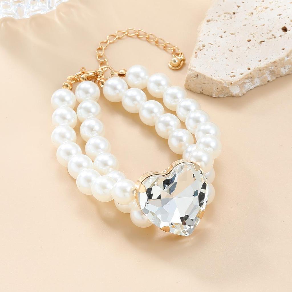 Женское ожерелье 2024 года с бриллиантами в форме сердца и искусственным жемчугом - свадебные украшения и аксессуары для банкета