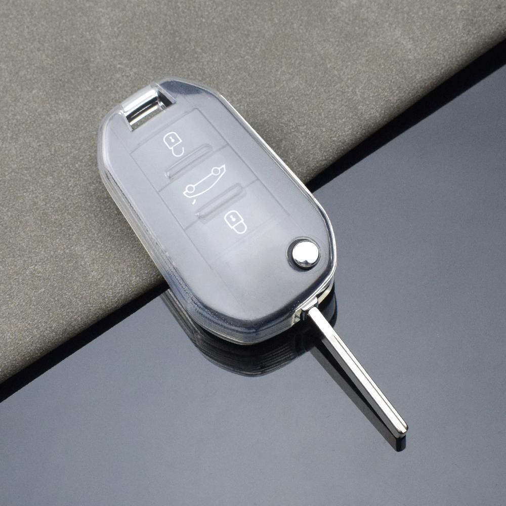 Для Peugeot 208 308 408 508 2008 3008 4008 5008 для Citroen C3 C4 CACTUS C6 C8 TPU чехол для автомобильного выкидного ключа аксессуары
