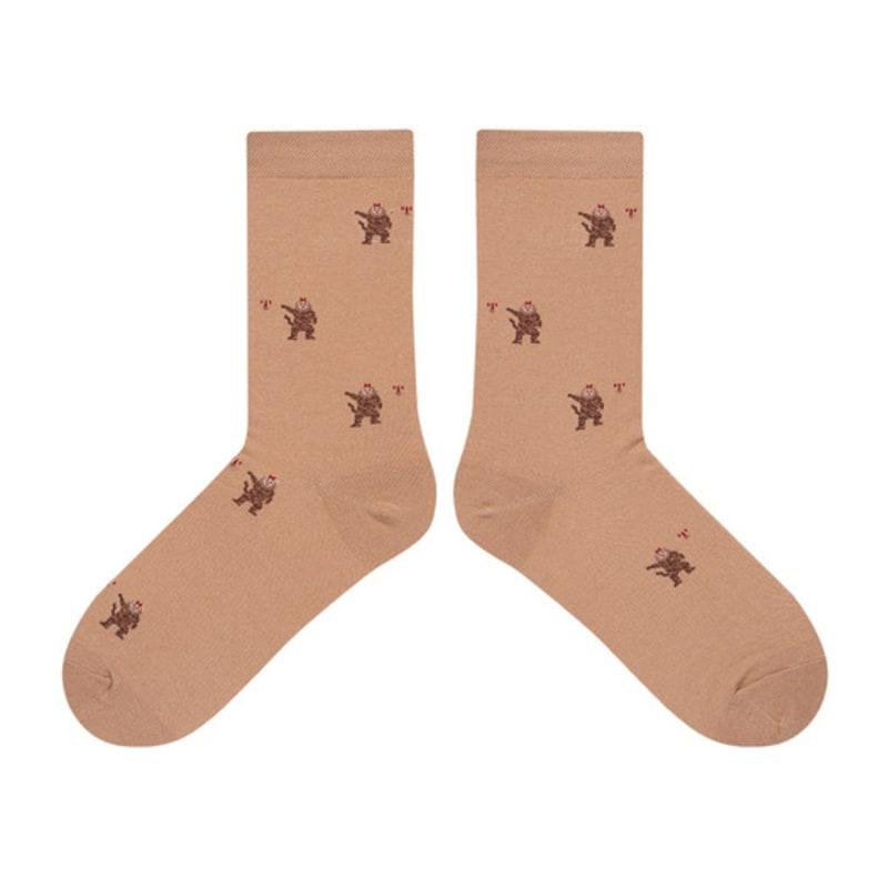 STUDIO SOCKSTOP The Wizard of Oz Cowardly Lion Beige Embroidered Socks