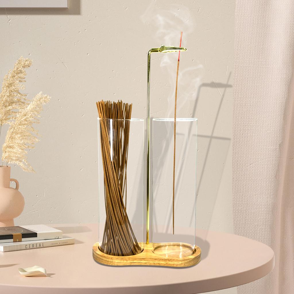 Glass Incense Holder for Sticks Anti-Ash Flying Incense Burne with Removable Ash Catcher and Incense Sticks Organizer Home Decor