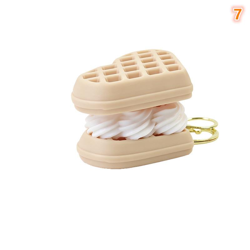 Calming Keychain Keys Finger Button Anti-Stress Toys Rabbit Cake Heart Waffles Funny Decompression Gifts For Children Adults