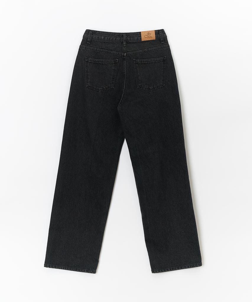 JBYRARA Pintuck Detail Straight Fit Denim Pants_Black