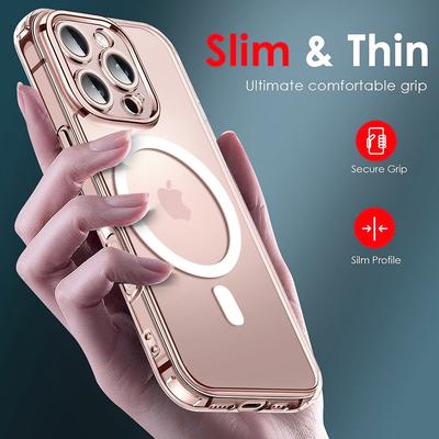 Магнитный чехол Magsafe для iPhone 17Air 16E 16 E 15 14 13 12 Pro Max Plus Гибридная жесткая накладка Защита камеры Прозрачная мягкая оболочка
