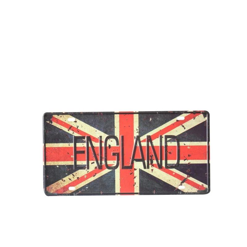 Canada Australia UK US National Flag Tin Sign Shabby Retro Car Plate License Iron Painting Metal Plaques Wall Decor For Bar Pub