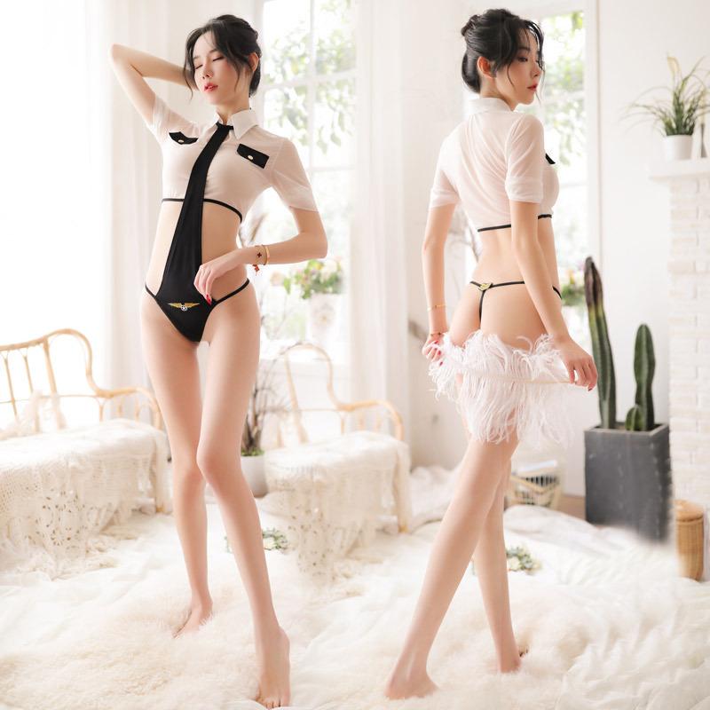 Night Meeting Beauty Neck Siamese Hot Policewoman Uniform Suit Sexy Perspective Sex Underwear Passion Temptation Sao Daifa