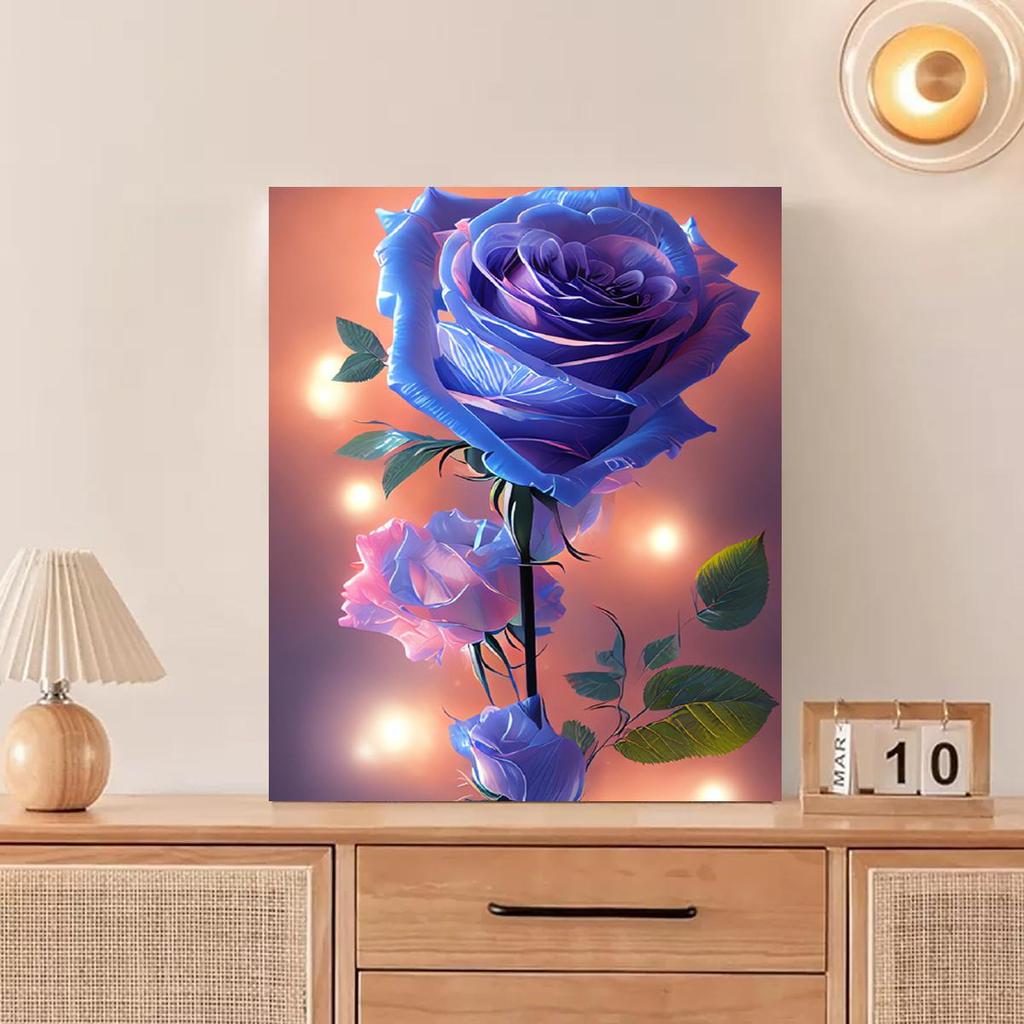 RUOPOTY Diy Painting By Numbers With Frame Blue Rose Acrylic Paint On Canvas Picture By Numbers For Adults Starter Kits 40x50cm