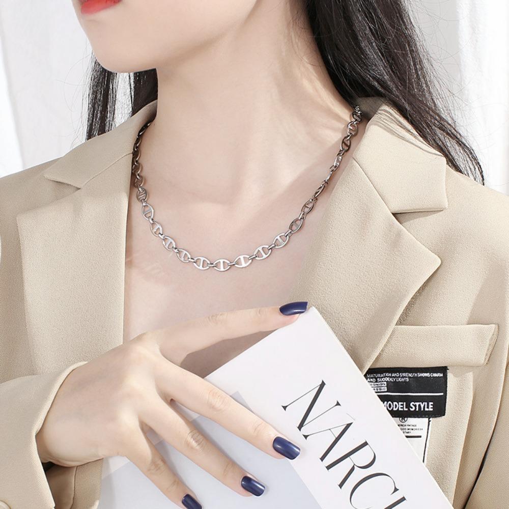 Скошенная цепочка в японском стиле из нержавеющей стали, женское трендовое ювелирное изделие в стиле Ins