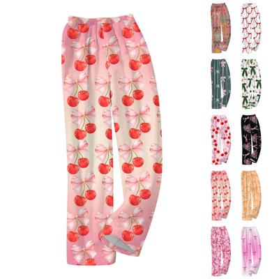 Женские модные свободные повседневные брюки с эластичным поясом и принтом для дома