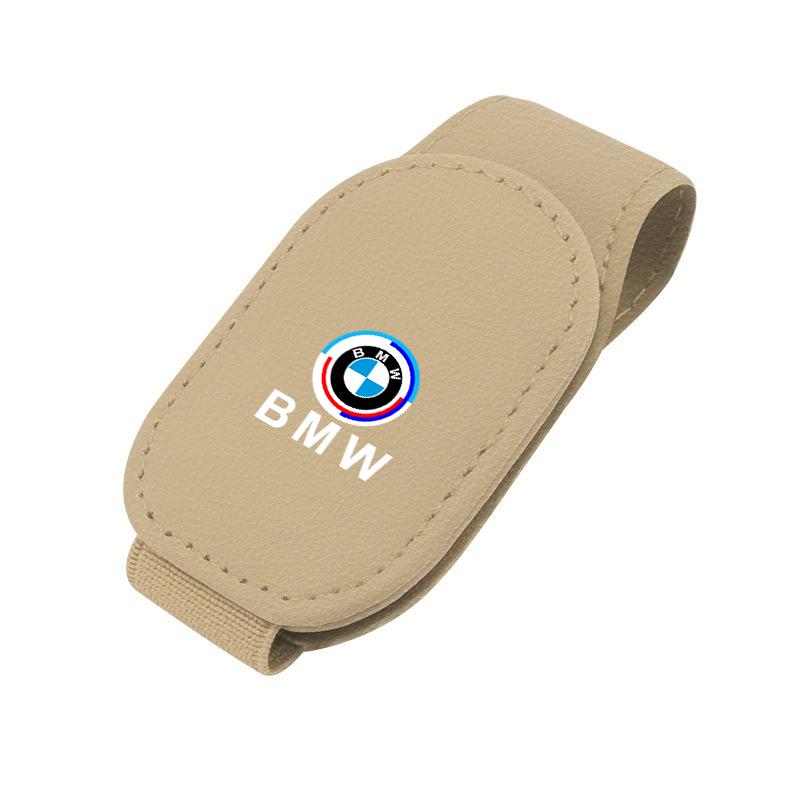 SHEJ3 Leather/Carbon Fibre Car Glasses Clip Sunglasses Bracket Cards Case For BMW 50th Anniversary 1 3 5 7 series E83 F16 E70 X1 X2 X3