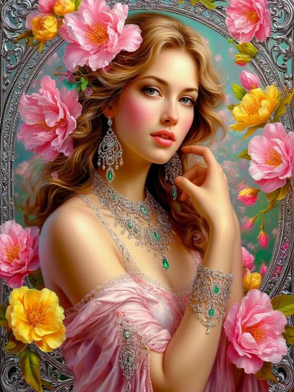 Алмазная Мозаика Новая Коллекция Сексуальные Женщины Цветок DIY Полная Вышивка Стразами Красивая Богиня Мозаика Наборы для Вышивки Крестом Декор Стен