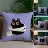 Cartoon Cute Black Cat Home Pillow Case Printed Brushed Fleece Pillow Baby Skin-Touch Eco-Friendly Dye-Sublimat