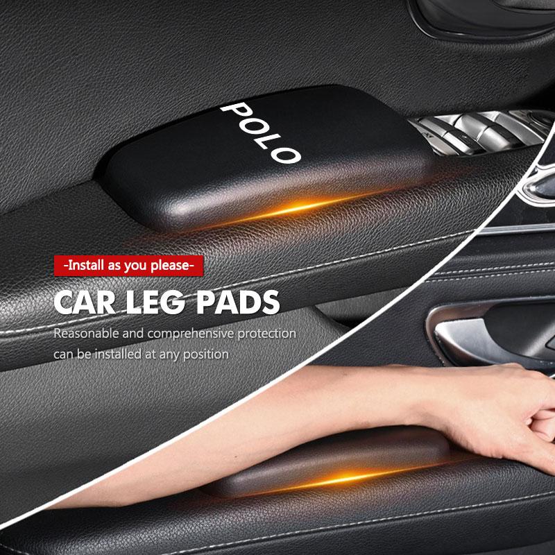 T30Emblems For Volkswagen VW Car Knee Pad Leather Elbow Rest Pad Headrest Car Accessories Golf Jetta Passat Mk4 Mk5 Mk6 CC B5 B6 B7