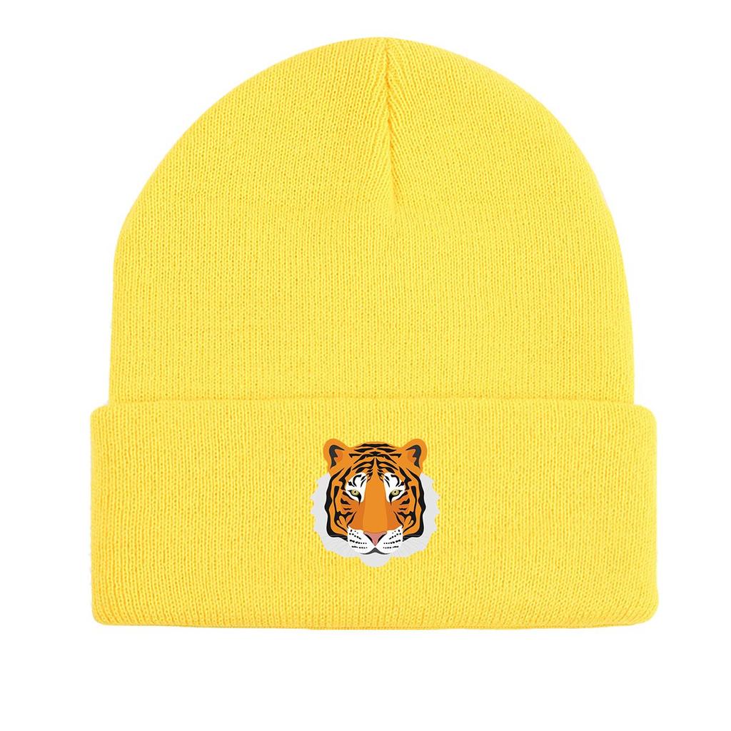 Tiger Winter Knit Cap Beanie, Animal Woman Cap Cancer Chemo Elastic Solid Color Headwear Knit Hat Beanie