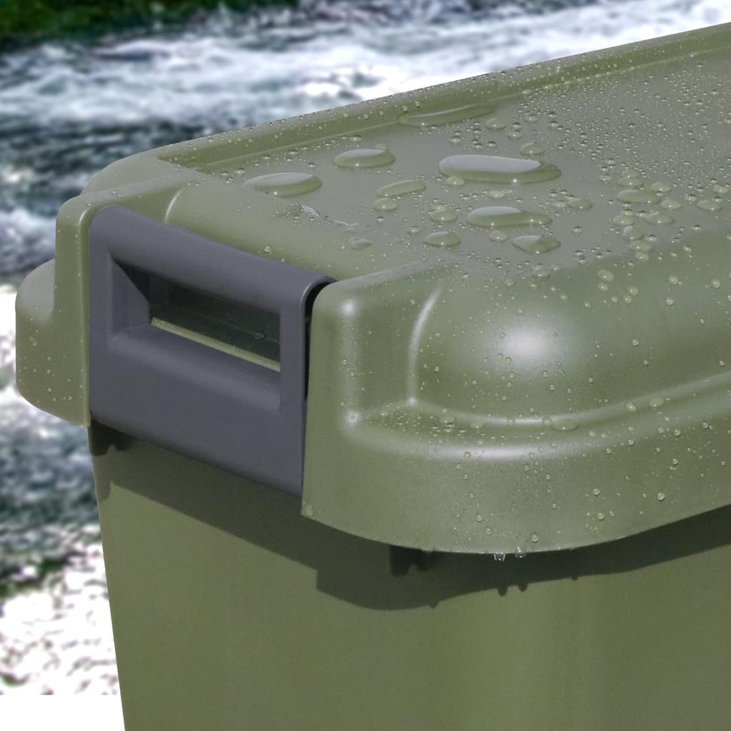 JEJ Ящик для хранения Astage Сделано в Японии Простой герметичный тип с прокладкой Уличный походный табурет Грузоподъемность 100 кг Штабелируемый Контейнер 53 л Зеленый Ширина 64 x