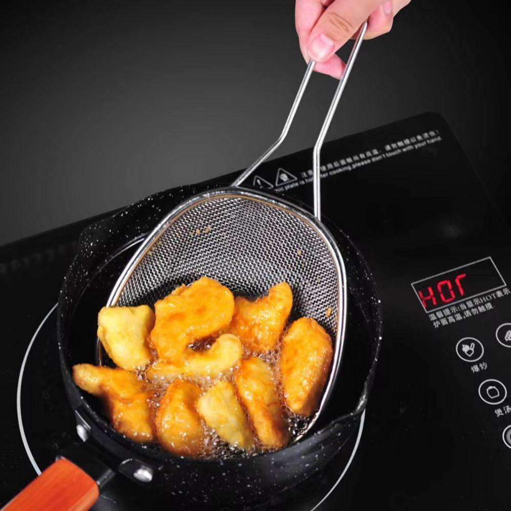 Удобный совок-сито из нержавеющей стали, овальная ложка-сито для жарки, ложка для слива, бытовая