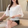 Spring Summer Women Blouses Bat Sleeves Flower Lace Chiffon Blouse Hollow Out Blouses Plus Size Shirts Women Shirt Tops