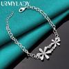 925 Sterling Silver Double Flower Zircon Bracelet For Women Wedding Party Fashion Charm Jewelry