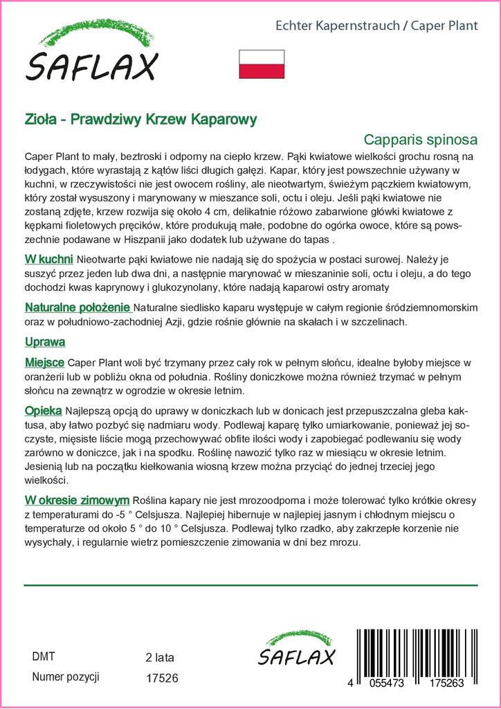 SAFLAX Garden in the Bag - Каперсы - 25 семян - С субстратом в подходящем пакете - Capparis spinosa