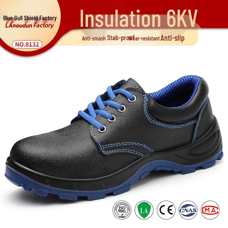 Blue Gull Shield Insulated Safety Shoes for Men - 10KV Electrician, Anti-Smash, Anti-Puncture, Carbon Fiber/Fiberglass Toe.