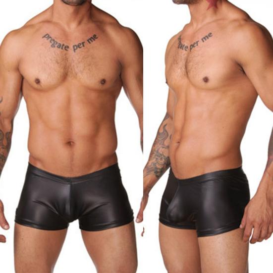 Sexy Men Faux Leather Boxers Briefs Shorts Underwear Soft Underpants Swimwear