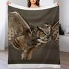 Great Horned Owl Throw Blanket All Season Lightweight Soft Blanket for Bed