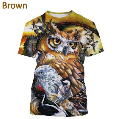 Мужская повседневная футболка с короткими рукавами и принтом совы 3D