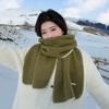 White Scarf Women's New Winter Versatile Knitted Wool Including Wool Warm Scarf
