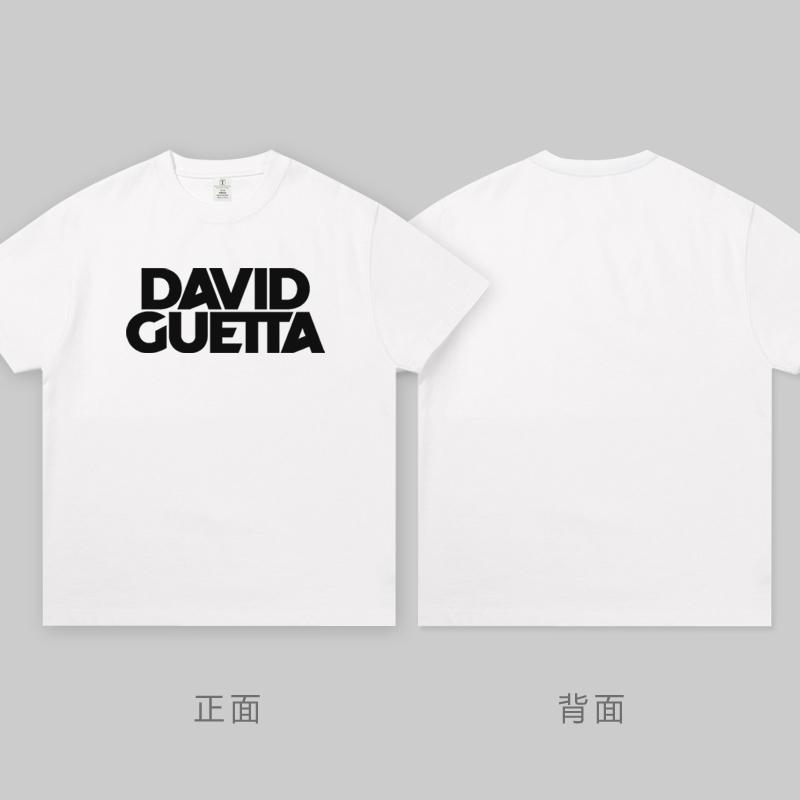 2025 Новая футболка с коротким рукавом David Guetta Топ 100 DJ Одежда для электронной банджи-танца Чистый хлопок Мужская и женская футболка