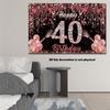 2D Black Rose Gold 40th Birthday Backdrop Glitter Diamond Background for Women