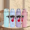 1PC Woman Wine Glass Party Art Print 750ml Color Plastic Sports Water Bottle Leakproof Flip Straw Lid Suitable for Sports Office Home Use