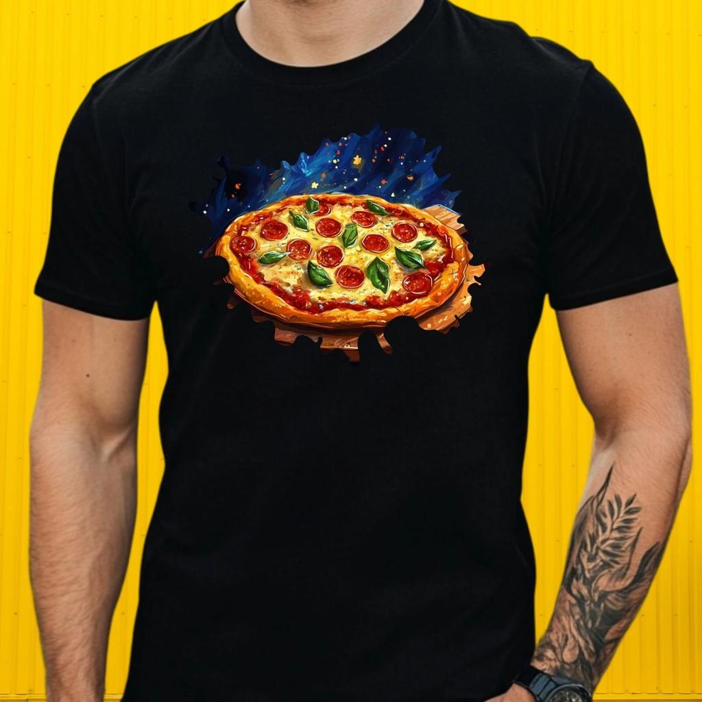 T-Shirt Herren Pizza Motiv Baumwolle Größe S bis 5XL
